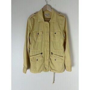Cargo Jacket Women's Medium Yellow Cotton Utility Hood Outdoor Field Hiking